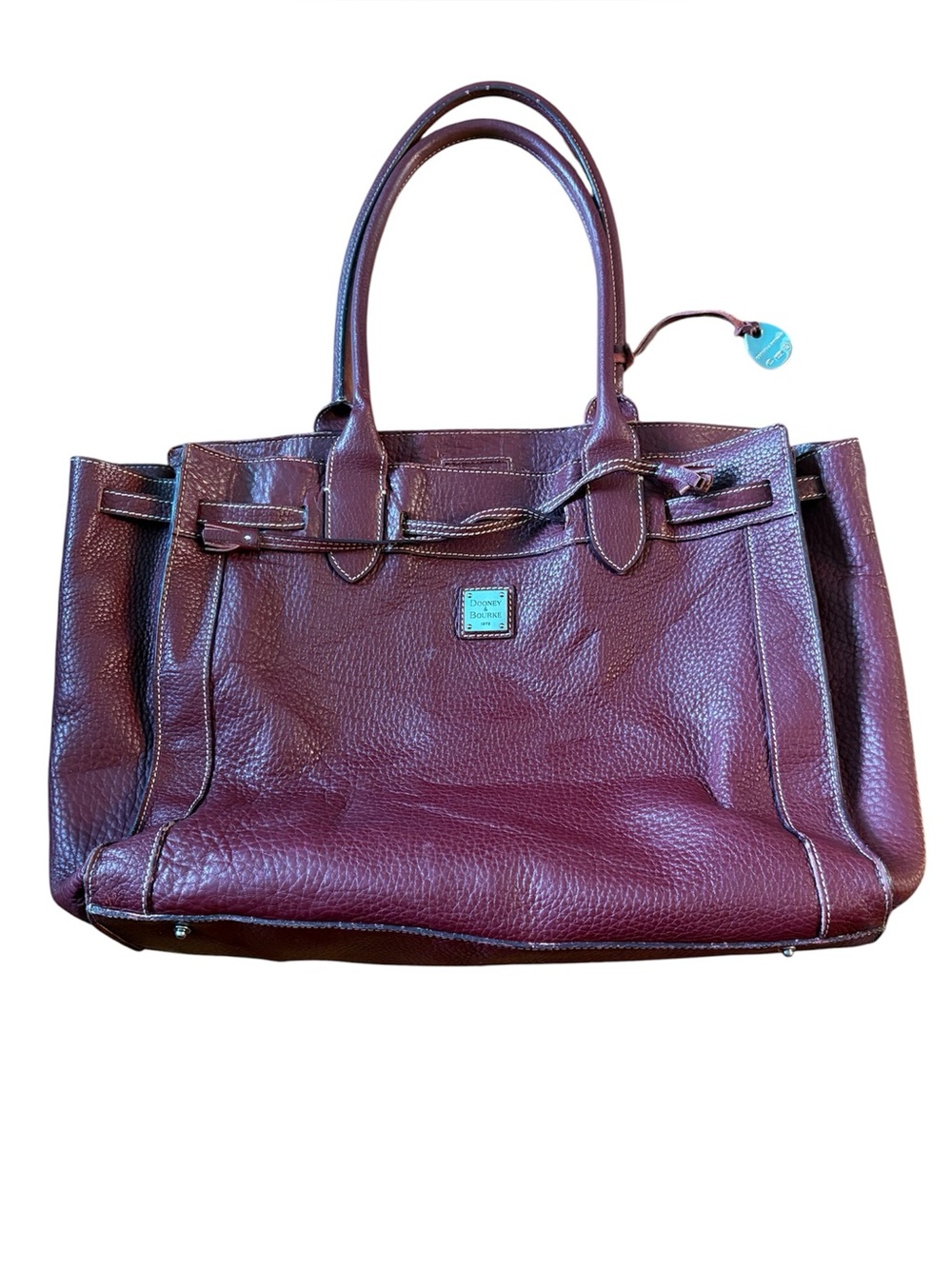 Dooney & Bourke east west tassel tote bag in pebbled leather burgundy vintage